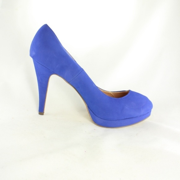 New JOURNEE COLLECTION Blue Suede Pump Heels - Picture 2 of 8